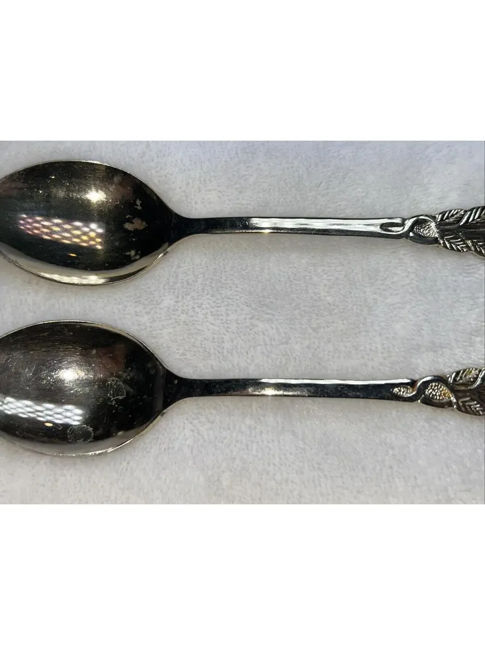 Pair Of 2 Midcentury Gold Tone Dessert Spoons Flatware ECHT vergoldet Utc Stamp